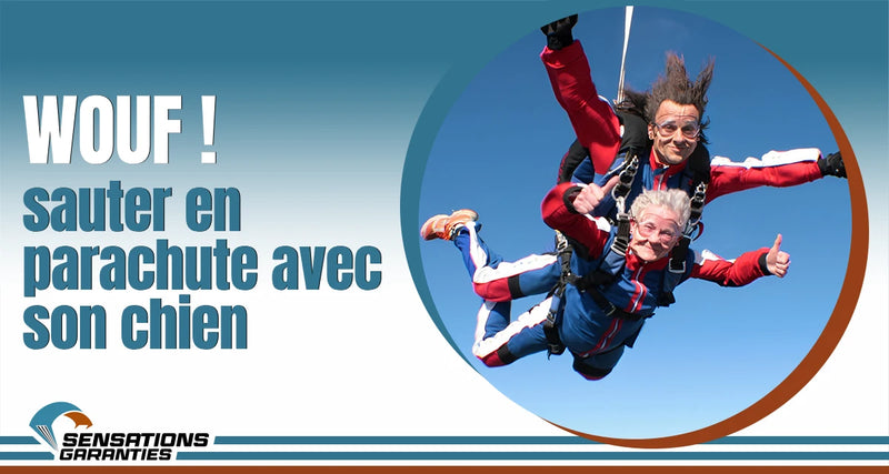 saut en parachute avec chien